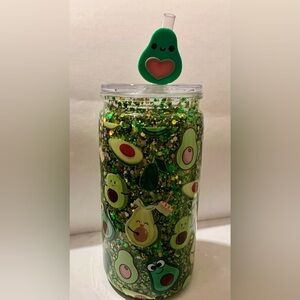 16oz Avocado wrap tumbler with suspended Glitter - Green